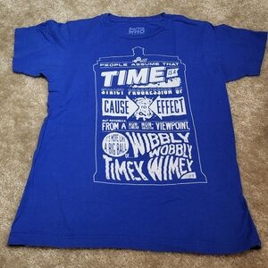 Blue Graphic Tee with White Text